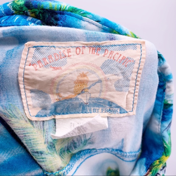 VINTAGE Paradise of the Pacific by Frank Hawaiian Button Down Shirt Size M - Picture 5 of 8